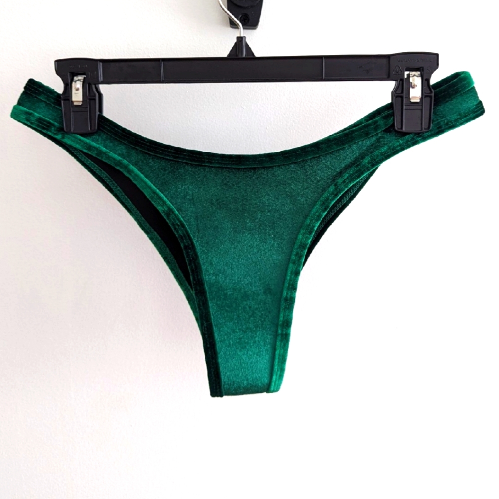 Hoaka Swimwear Velvet Green Bikini Bottom Size Large